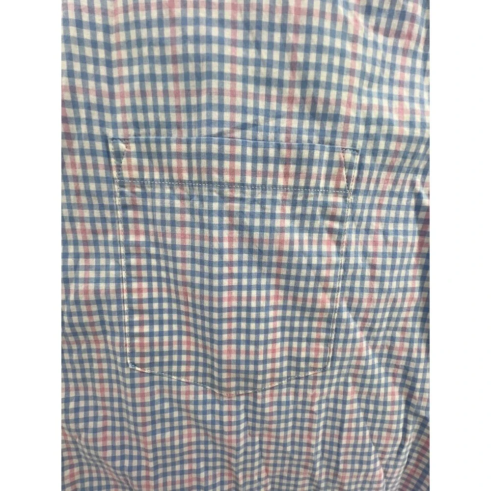 J. Crew Flex Gingham Short Sleeve‎ Button Down Shirt Mens XL Blue Pink Plaid